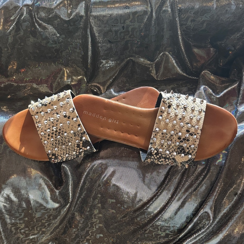 Madden Girl Sparkling Silver Studded Sandals